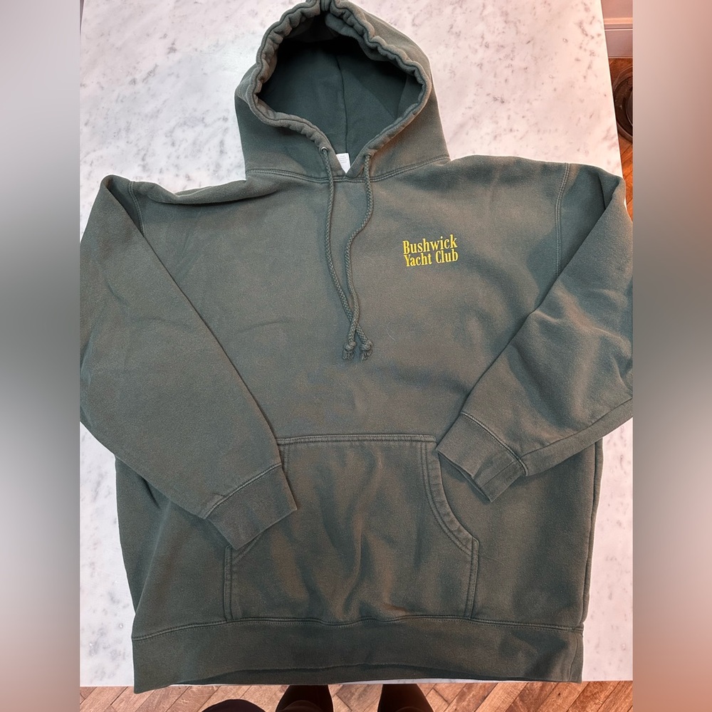 Bushwick Yacht Club forest green hoodie. Unisex XL